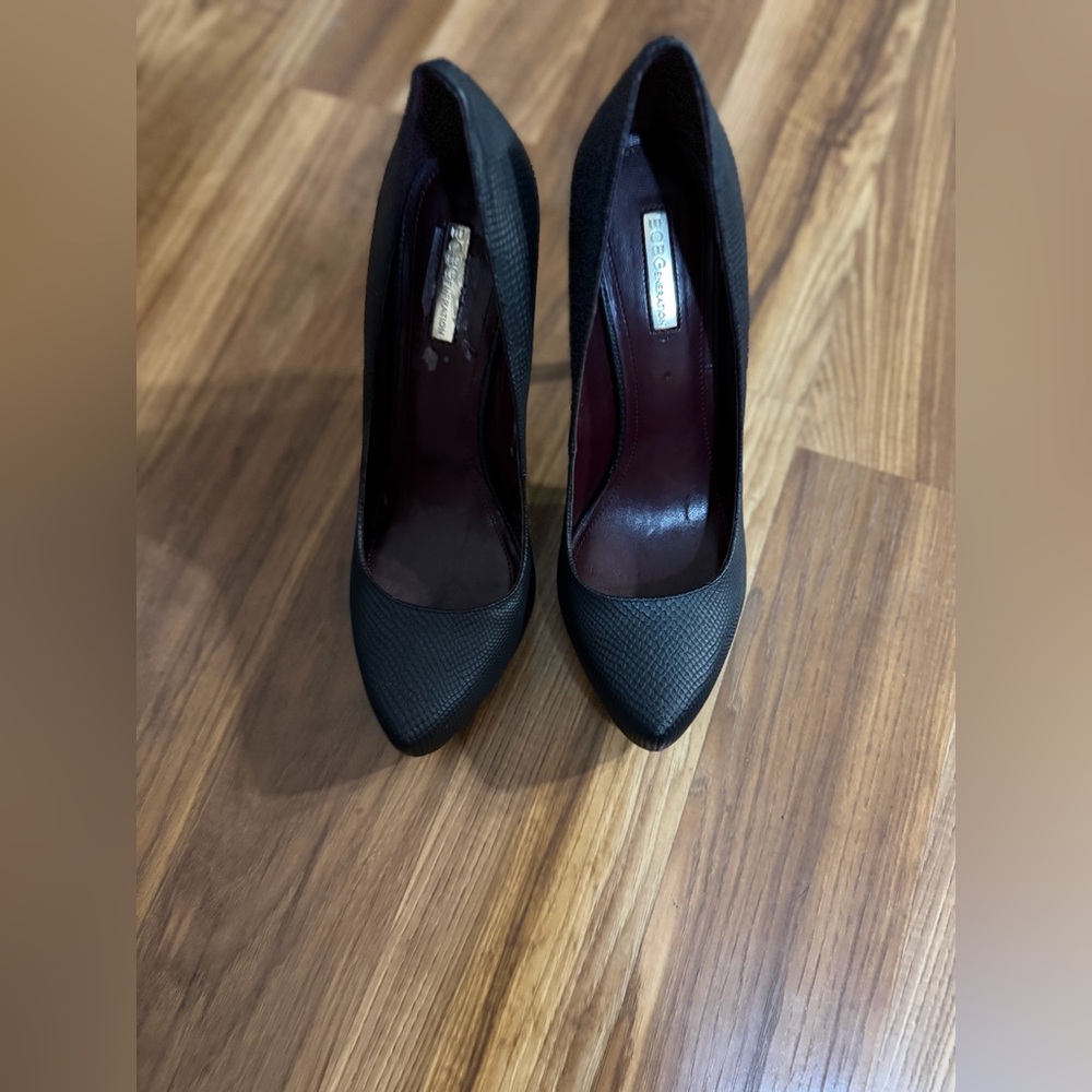 BCBGeneration Black Textured Pointed-Toe Stiletto… - image 1